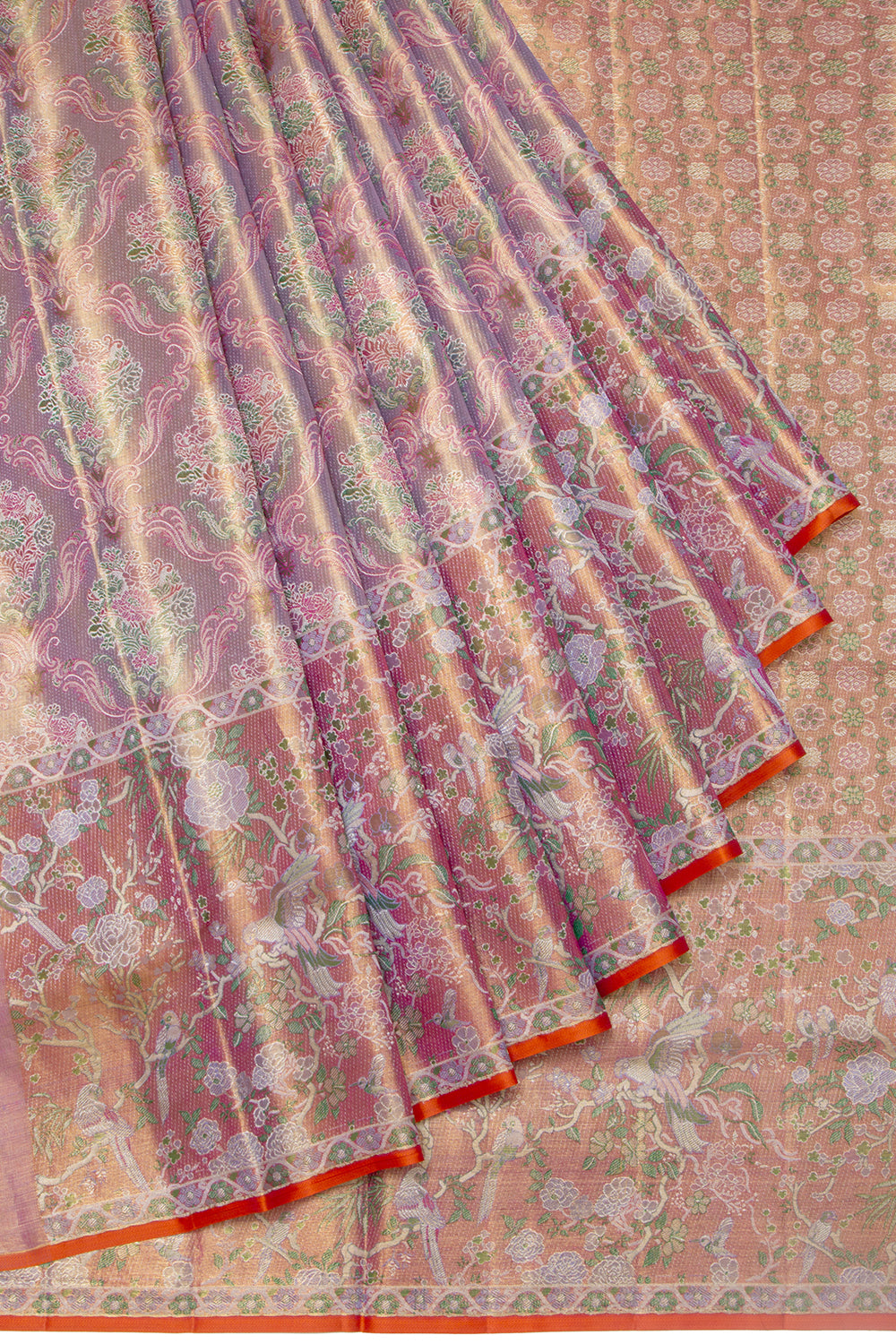 Kanchipuram Silk Tissue Brocade Purple Saree