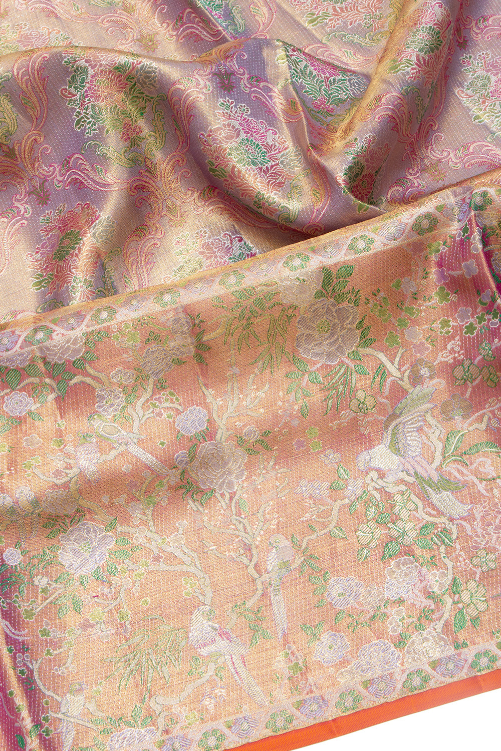 Kanchipuram Silk Tissue Brocade Purple Saree