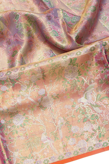 Kanchipuram Silk Tissue Brocade Purple Saree