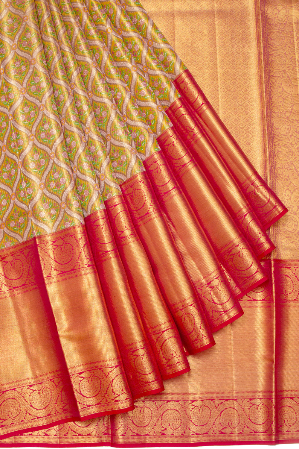Kanchipuram Silk Tissue Brocade Gold Saree