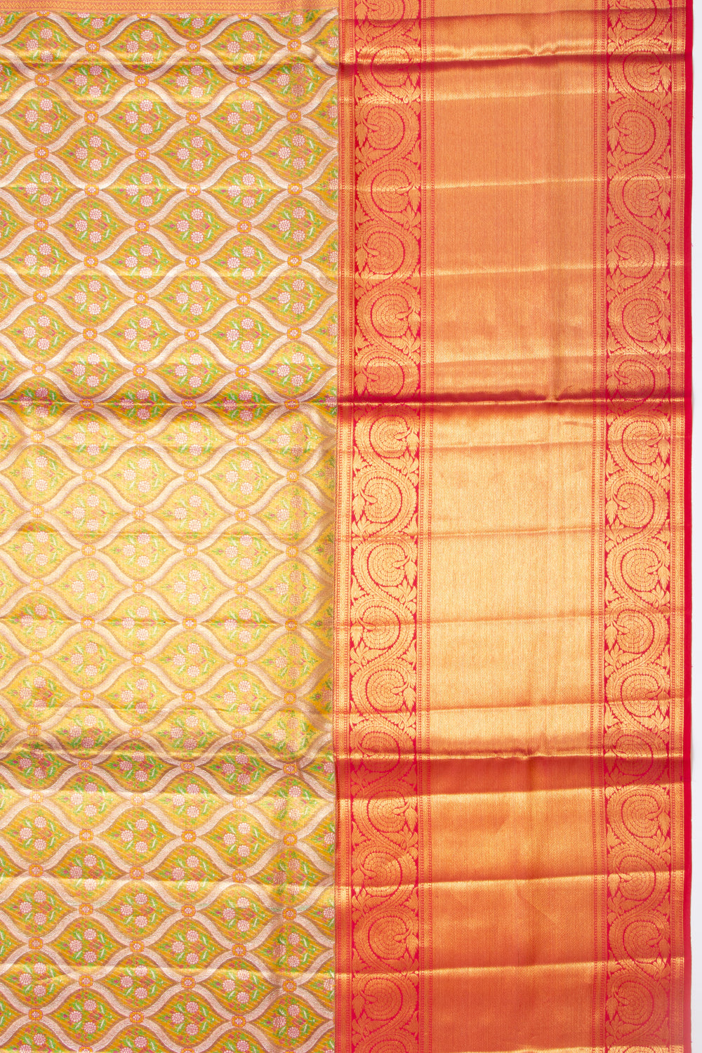 Kanchipuram Silk Tissue Brocade Gold Saree