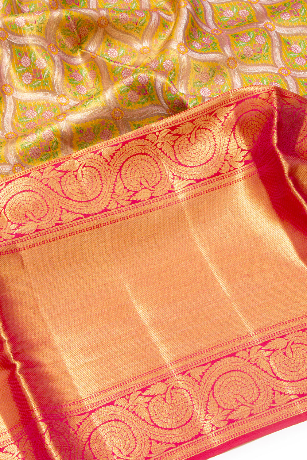 Kanchipuram Silk Tissue Brocade Gold Saree