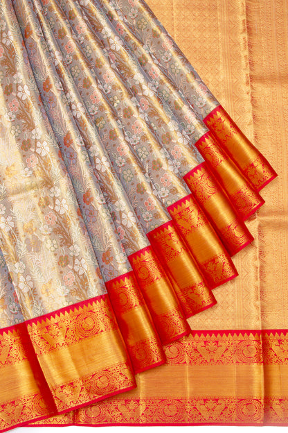 Kanchipuram Silk Tissue Jaal Blue Saree