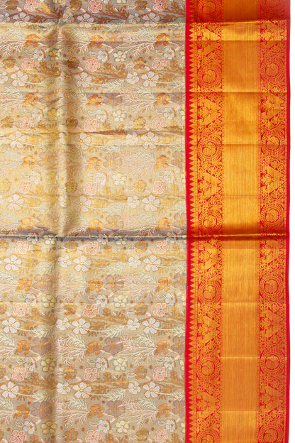 Kanchipuram Silk Tissue Jaal Blue Saree