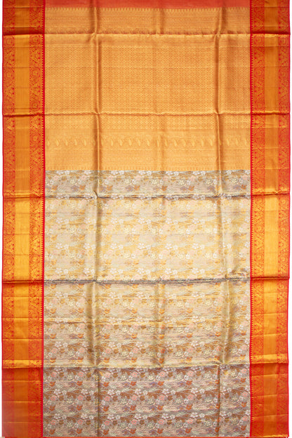Kanchipuram Silk Tissue Jaal Blue Saree