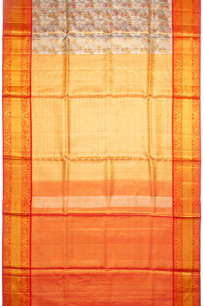 Kanchipuram Silk Tissue Jaal Blue Saree