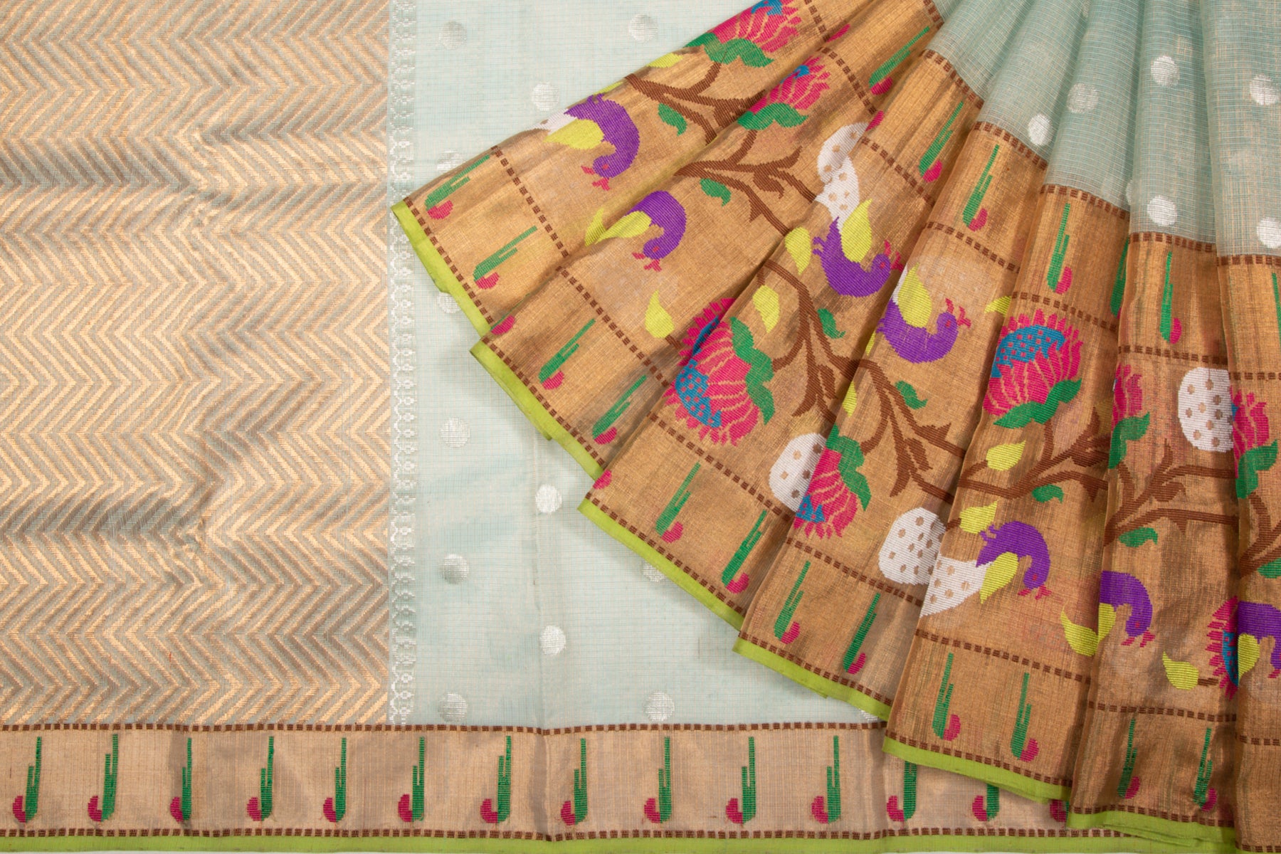 Kota Silk Tissue Butta Pastel Blue Saree