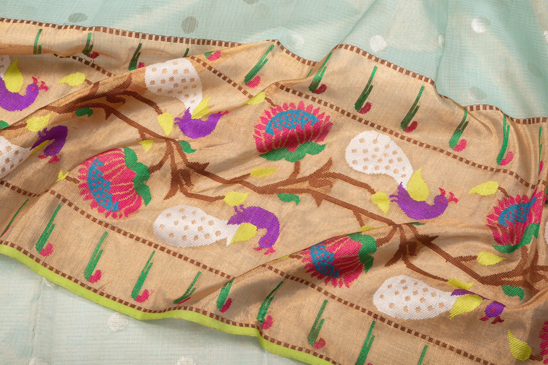 Kota Silk Tissue Butta Pastel Blue Saree