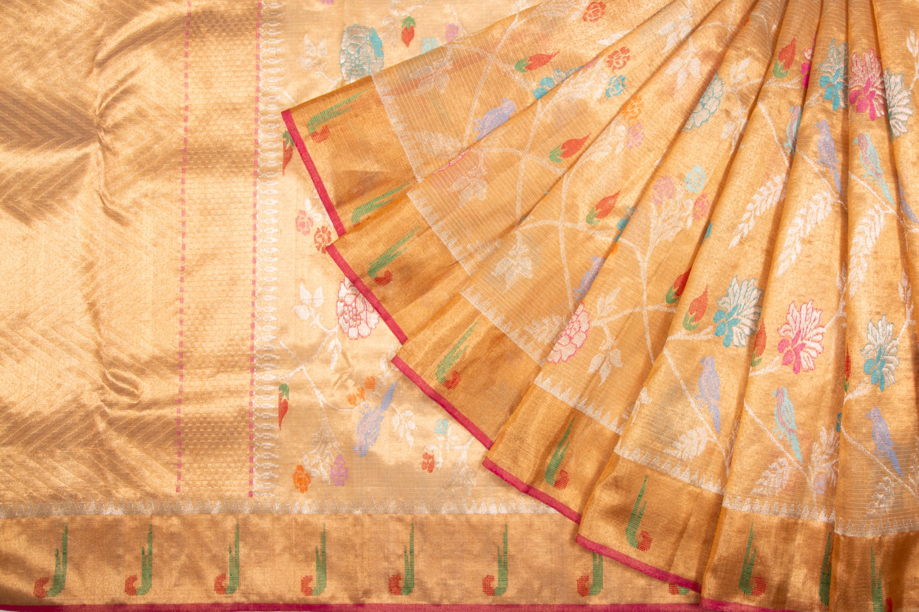 Kota Silk Tissue Jaal Pastel Orange Saree