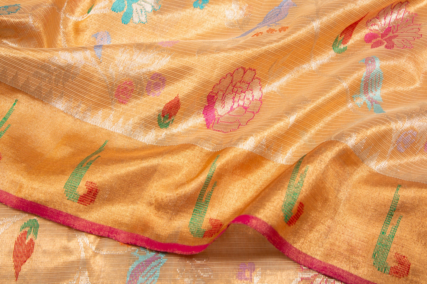 Kota Silk Tissue Jaal Pastel Orange Saree