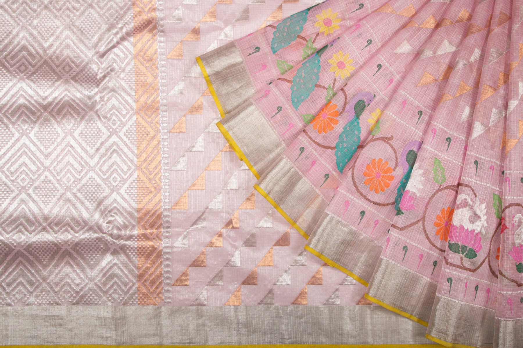 Kota Silk Tissue Brocade Baby Pink Saree