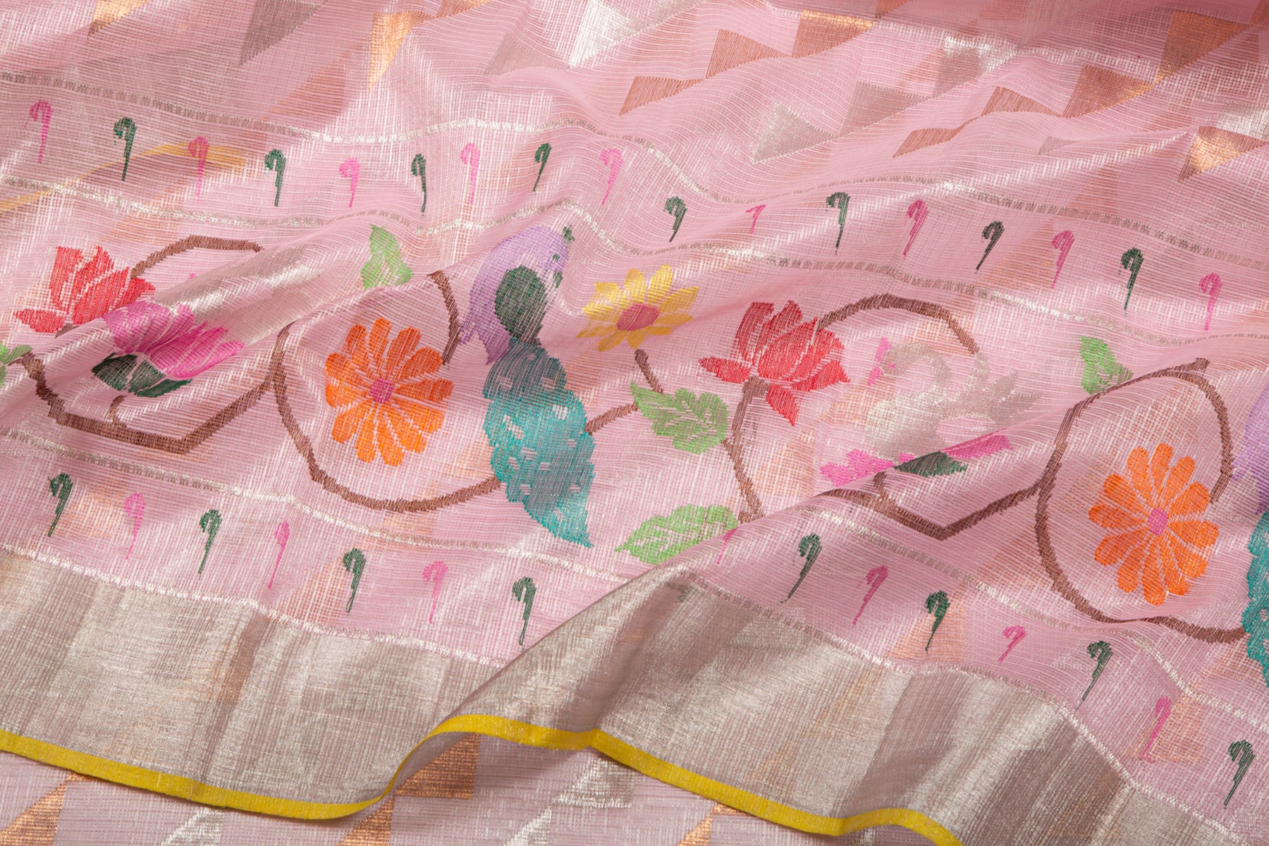 Kota Silk Tissue Brocade Baby Pink Saree