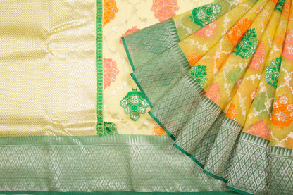Kota Silk Jaal And Butta Yellow Saree