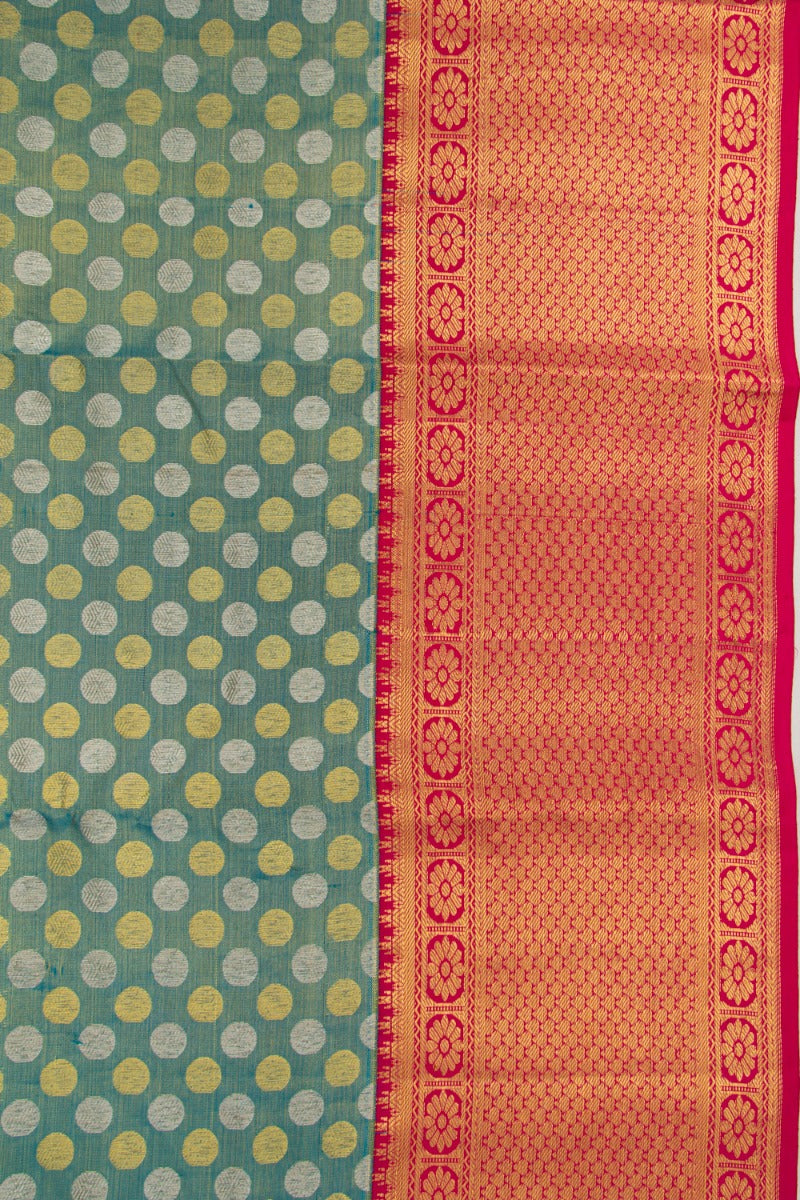 Taranga Kanchi Silk Tissue Brocade Teal Blue Saree