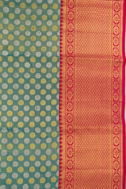 Taranga Kanchi Silk Tissue Brocade Teal Blue Saree