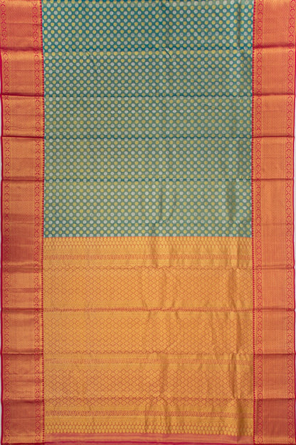 Taranga Kanchi Silk Tissue Brocade Teal Blue Saree
