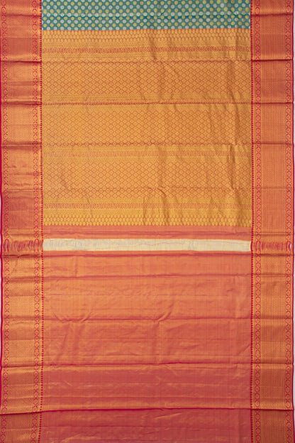 Taranga Kanchi Silk Tissue Brocade Teal Blue Saree