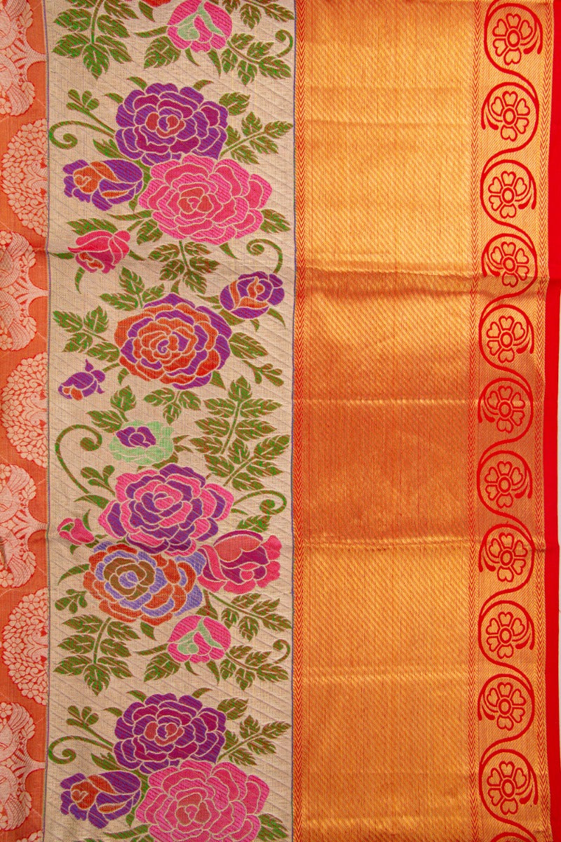 Taranga Kanchi Silk Tissue Brocade Orange Saree