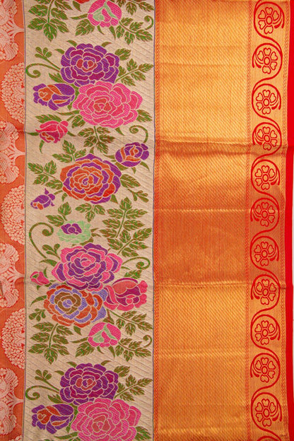 Taranga Kanchi Silk Tissue Brocade Orange Saree