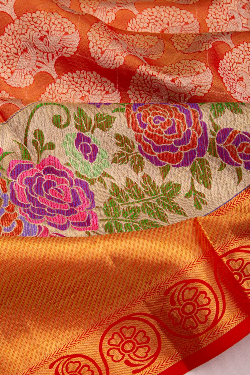 Taranga Kanchi Silk Tissue Brocade Orange Saree