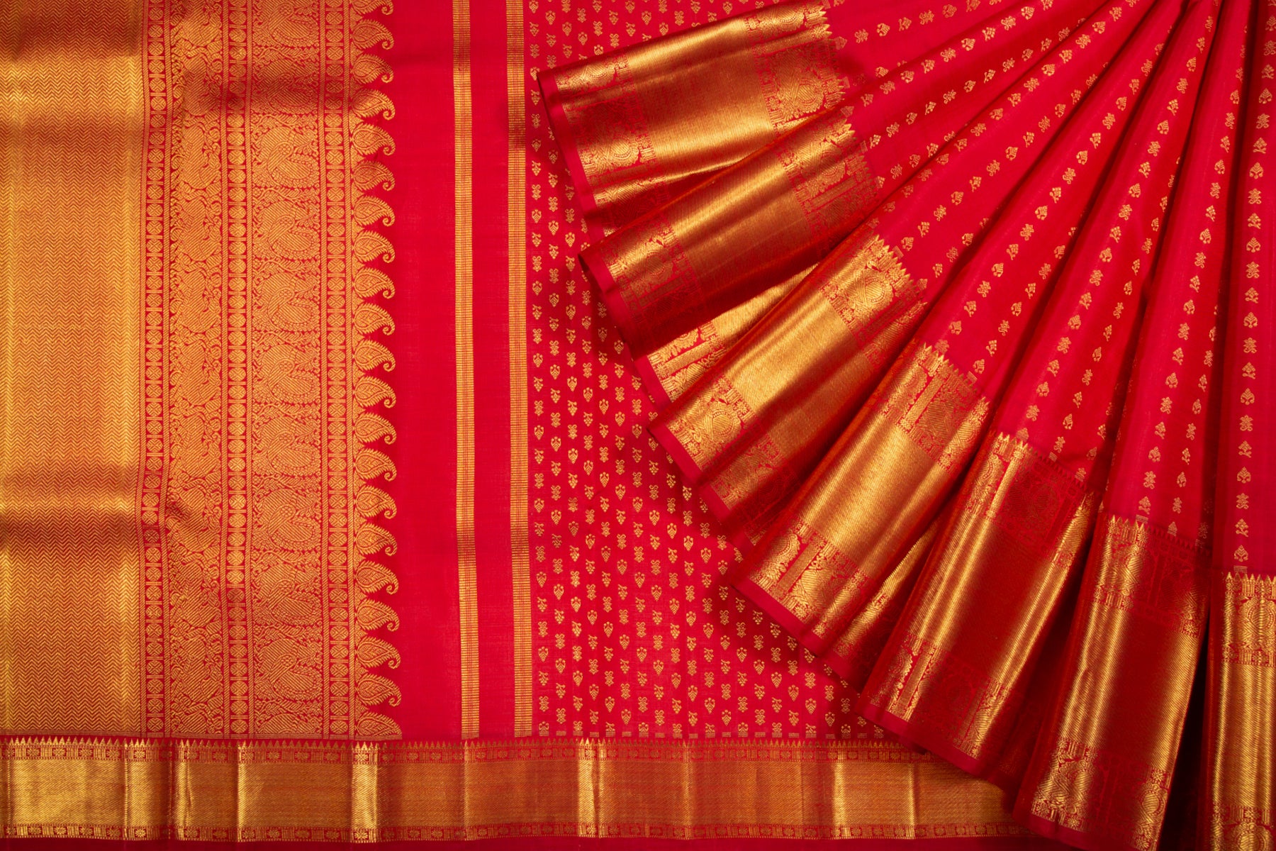 Kanchipuram Silk Butta Red Saree