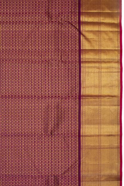 Kanchipuram Silk Checks And Butta Burgundy Saree