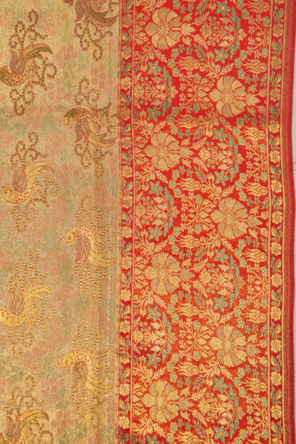 Kanchipuram Silk Tissue Brocade Gold Saree