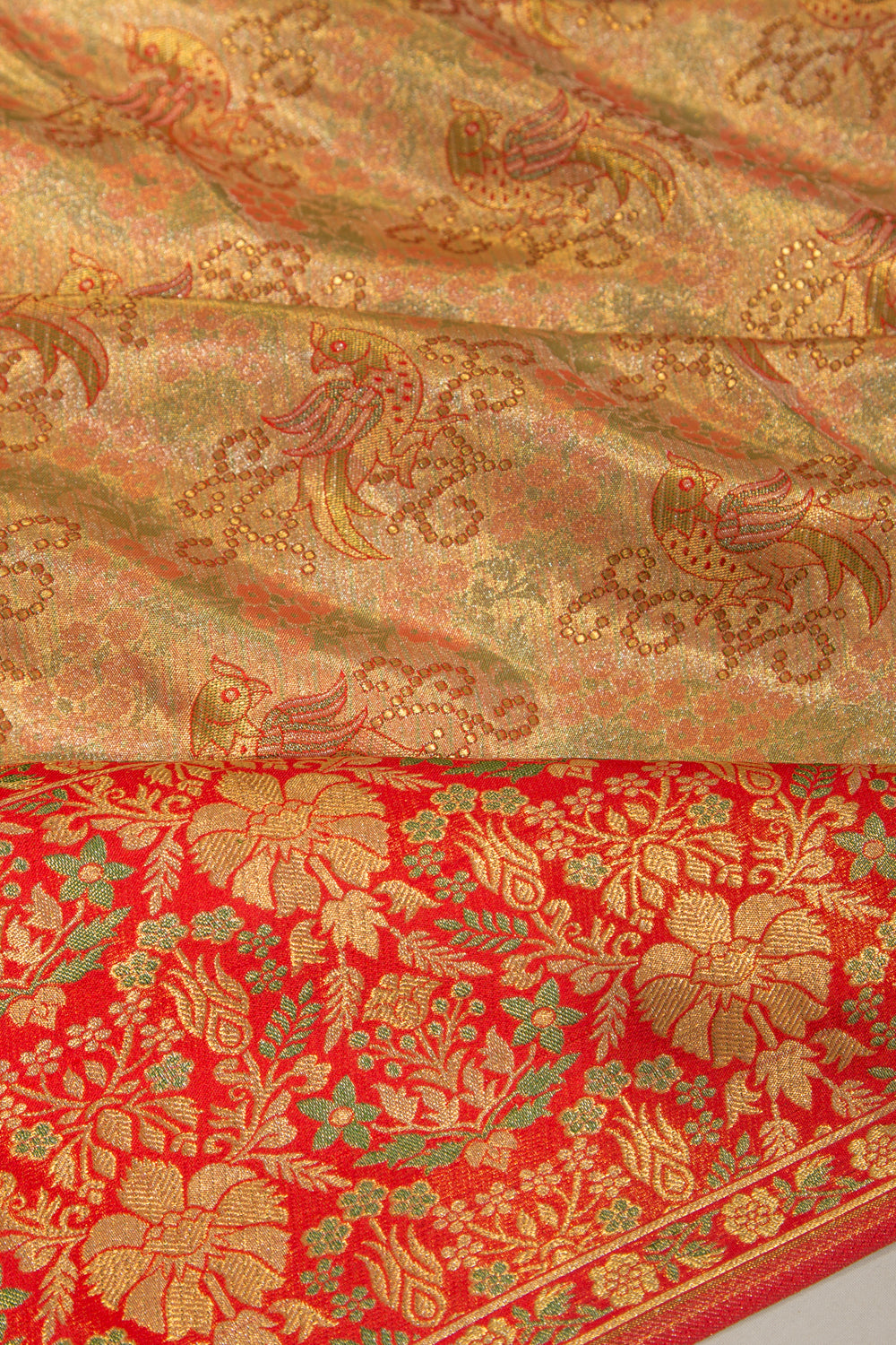 Kanchipuram Silk Tissue Brocade Gold Saree