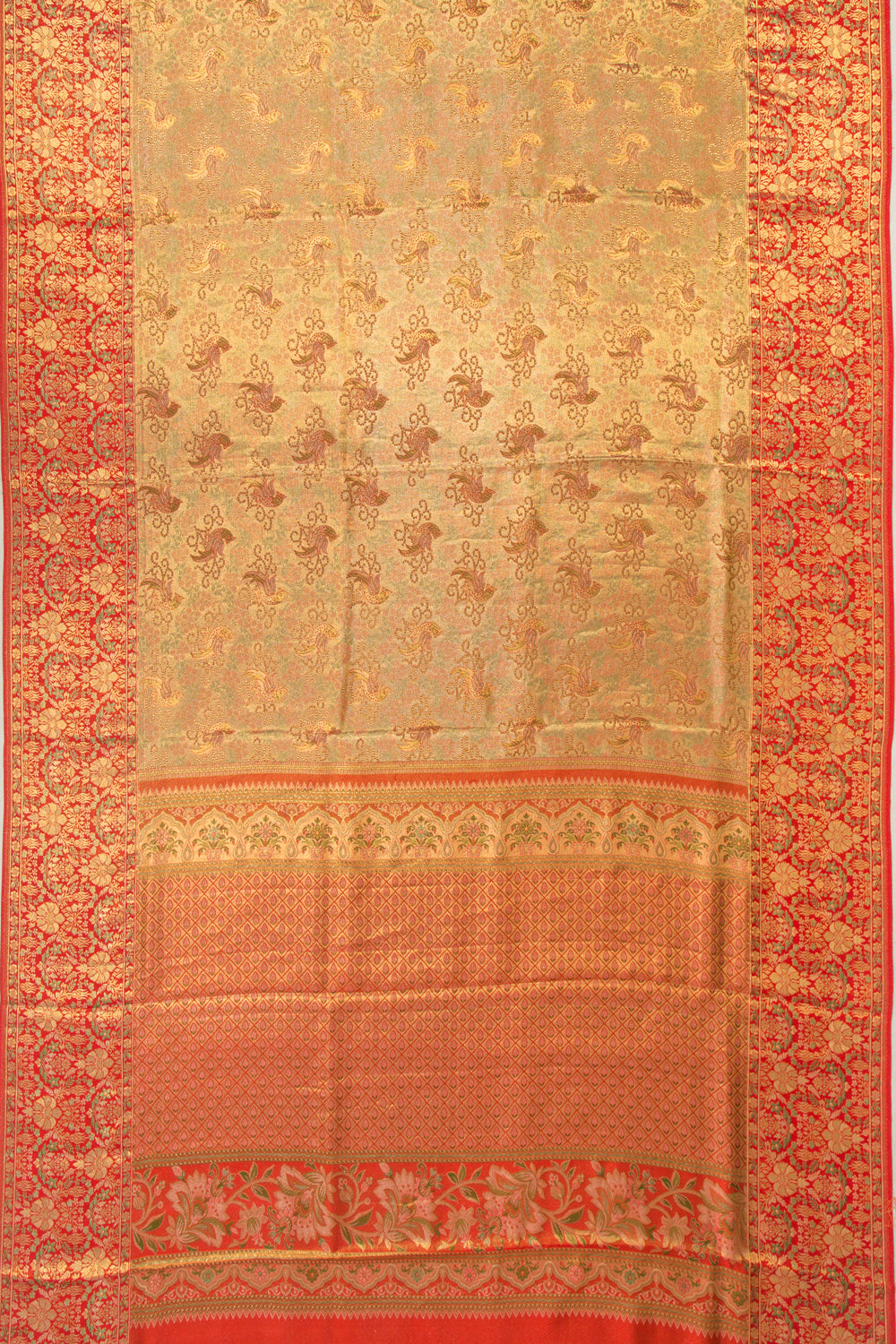 Kanchipuram Silk Tissue Brocade Gold Saree