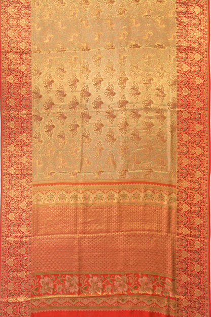 Kanchipuram Silk Tissue Brocade Gold Saree