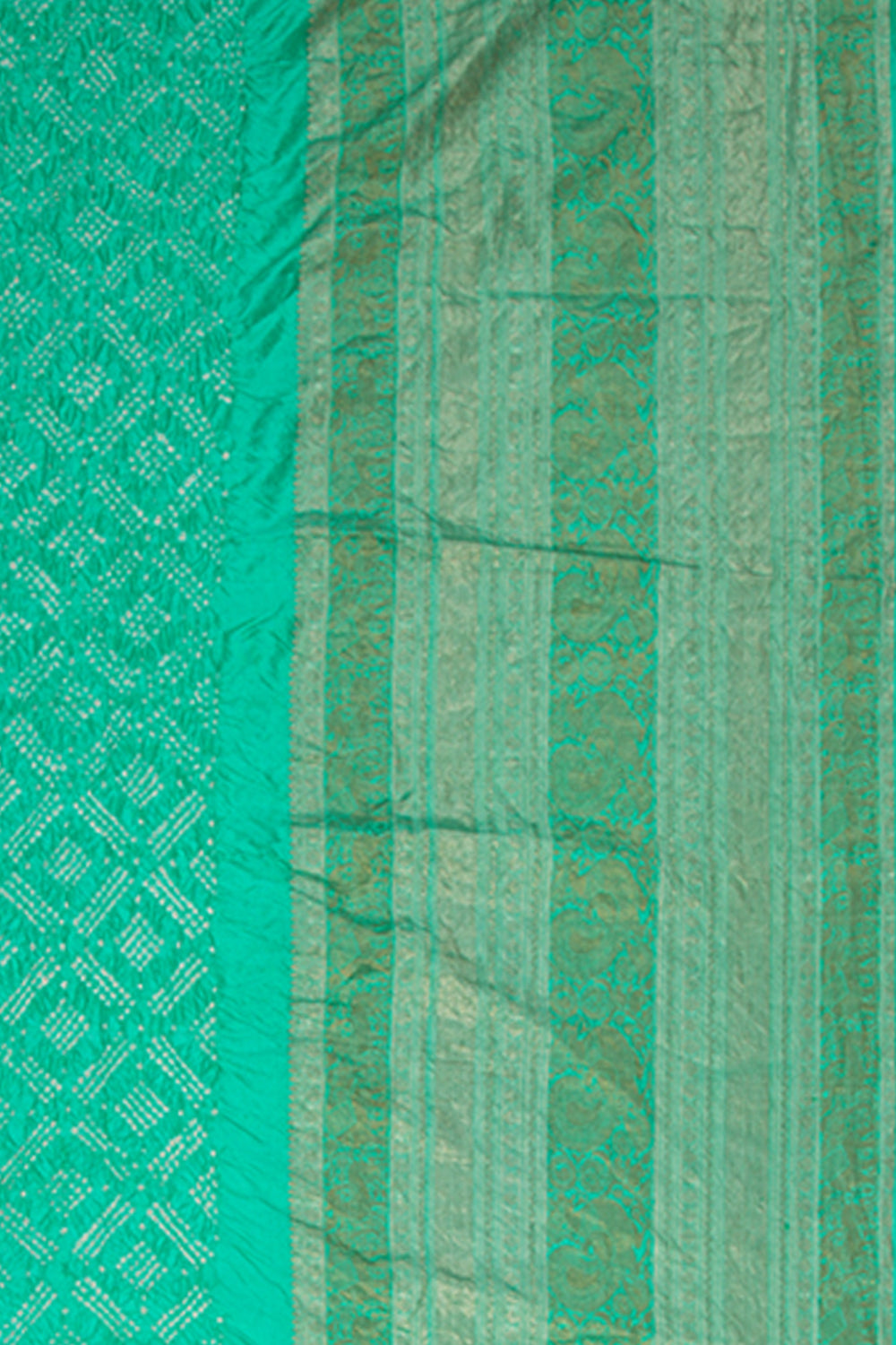 Kanchipuram Silk Bandhani Sea Green Saree