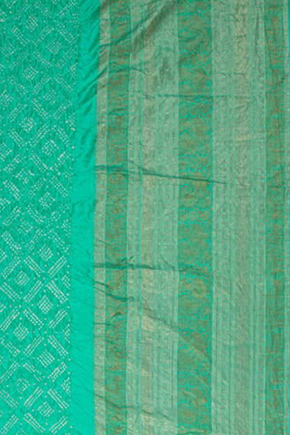 Kanchipuram Silk Bandhani Sea Green Saree