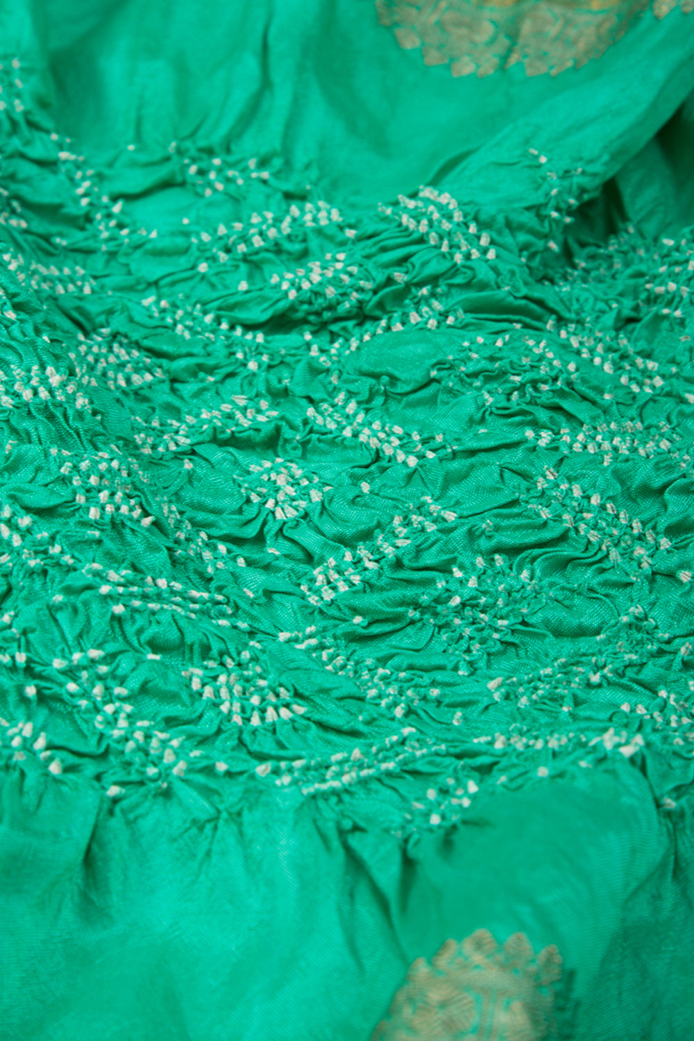 Kanchipuram Silk Bandhani Sea Green Saree