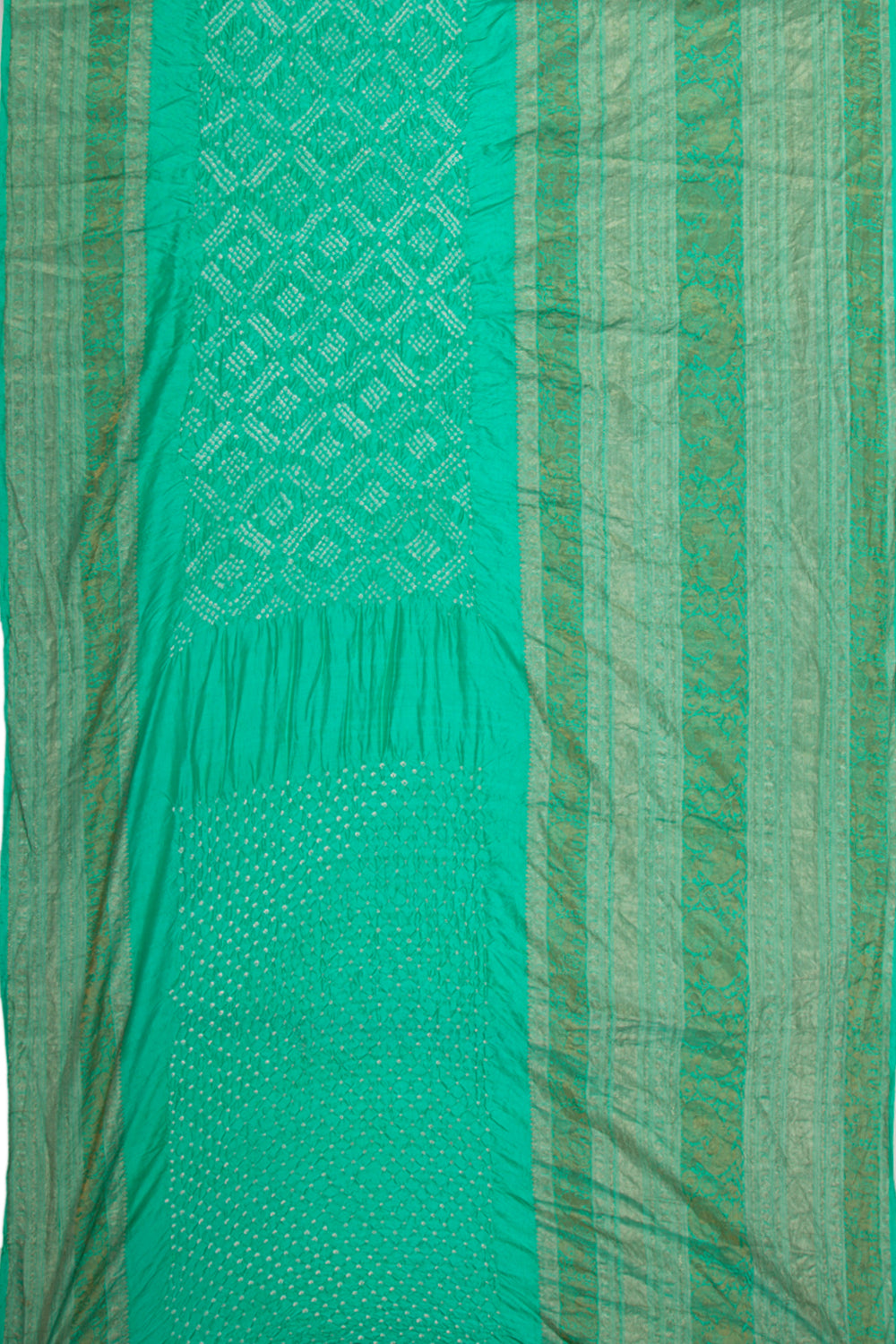 Kanchipuram Silk Bandhani Sea Green Saree