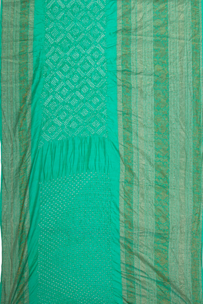 Kanchipuram Silk Bandhani Sea Green Saree