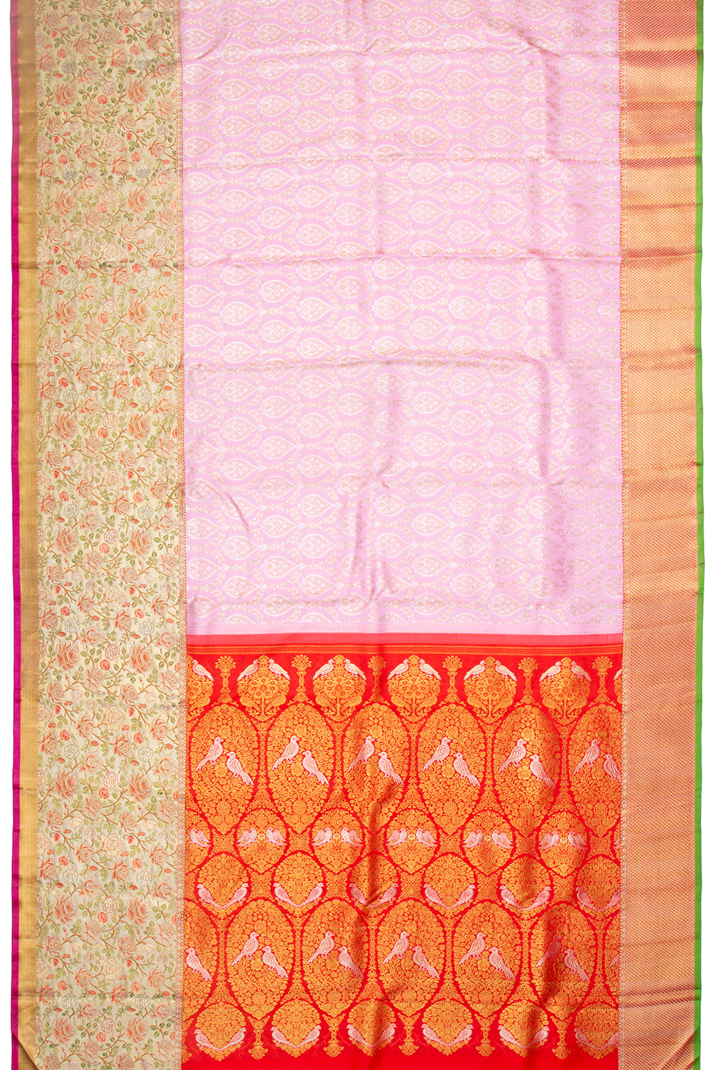 Kanchipuram Silk Brocade Baby Pink Saree