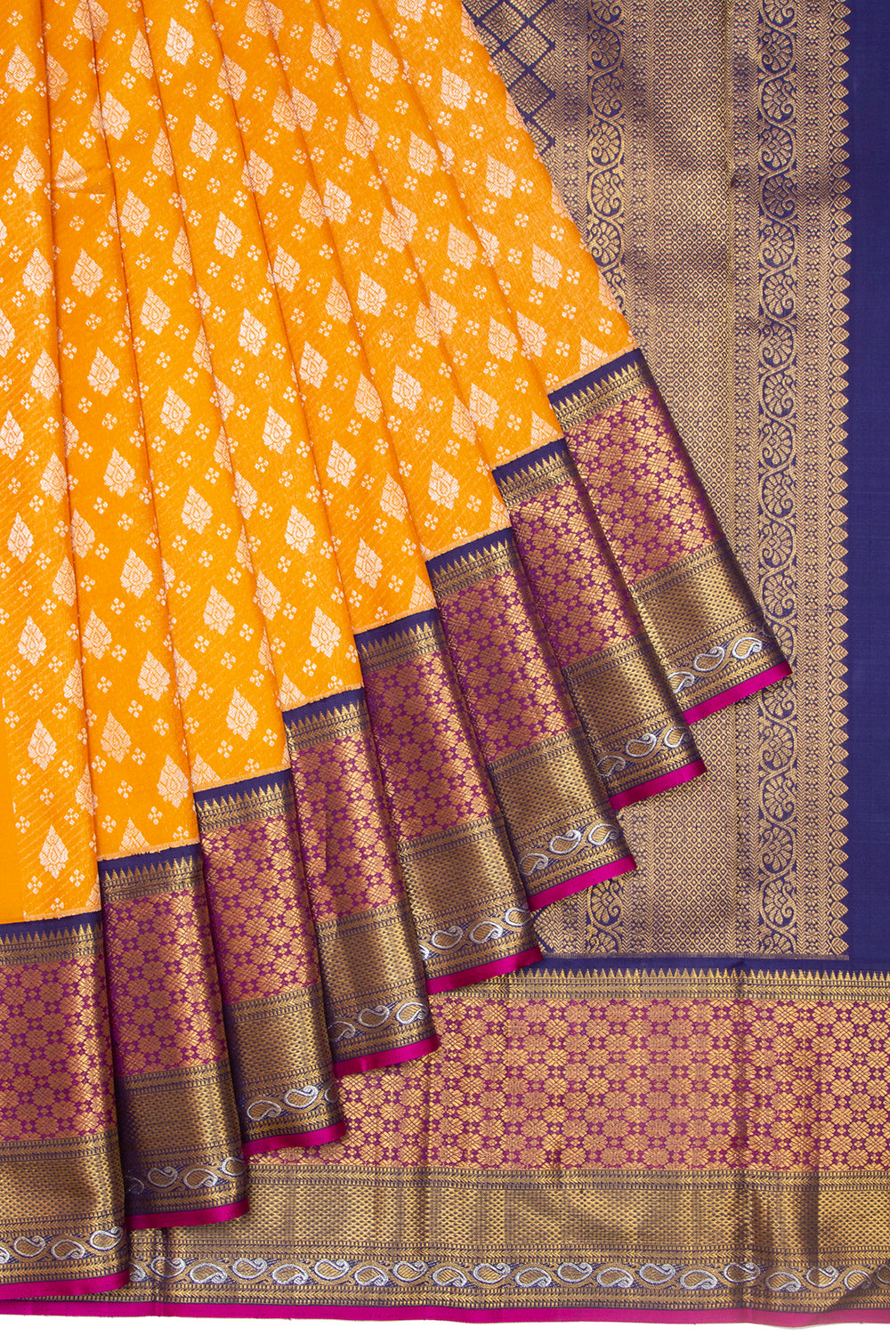 Kanchipuram Silk Brocade Yellow Saree