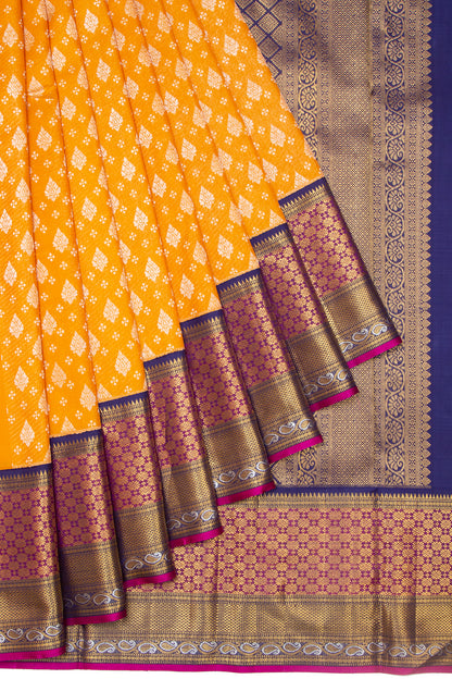 Kanchipuram Silk Brocade Yellow Saree