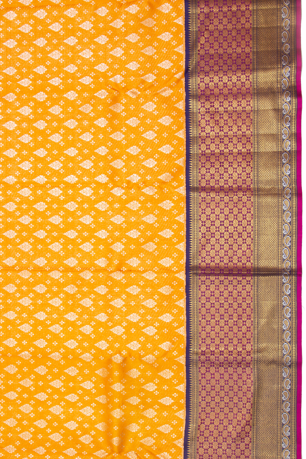 Kanchipuram Silk Brocade Yellow Saree