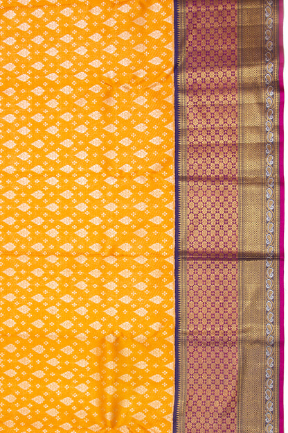 Kanchipuram Silk Brocade Yellow Saree