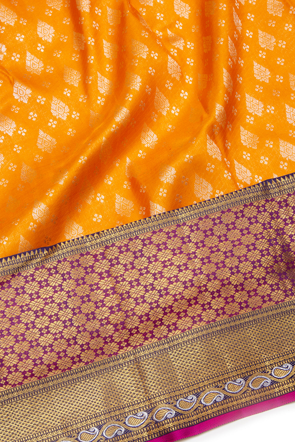 Kanchipuram Silk Brocade Yellow Saree