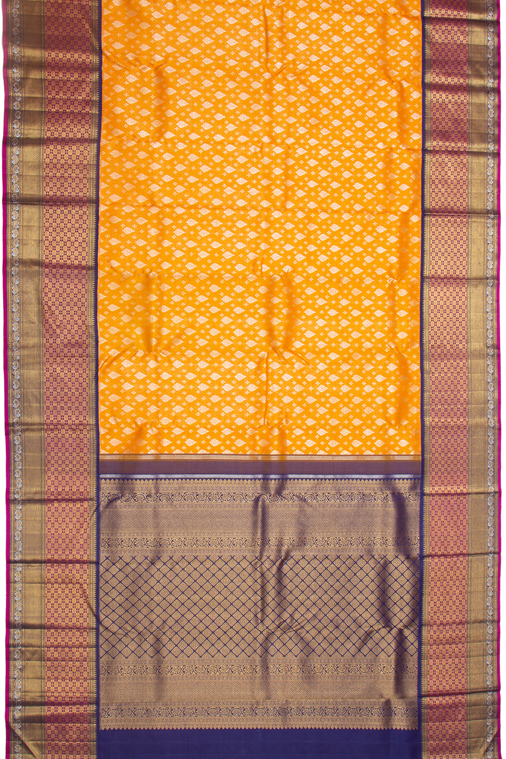 Kanchipuram Silk Brocade Yellow Saree
