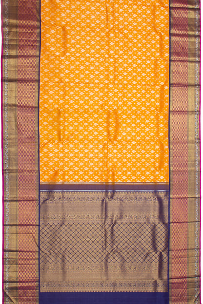 Kanchipuram Silk Brocade Yellow Saree