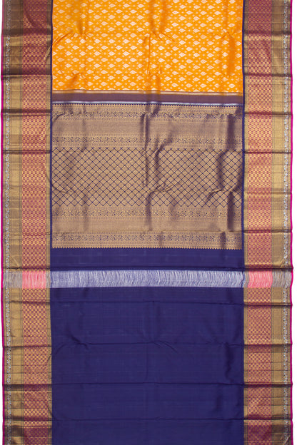 Kanchipuram Silk Brocade Yellow Saree