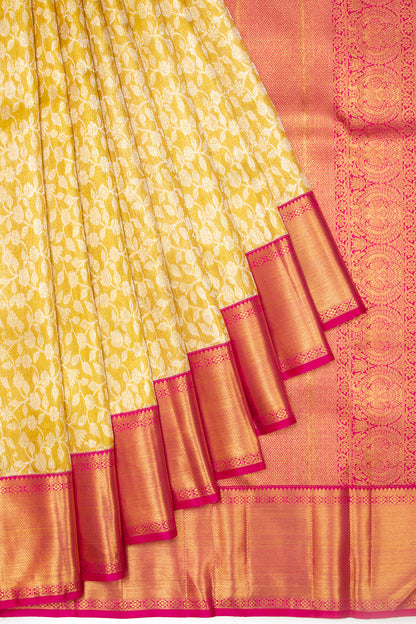 Kanchipuram Silk Tissue Jaal Gold Saree