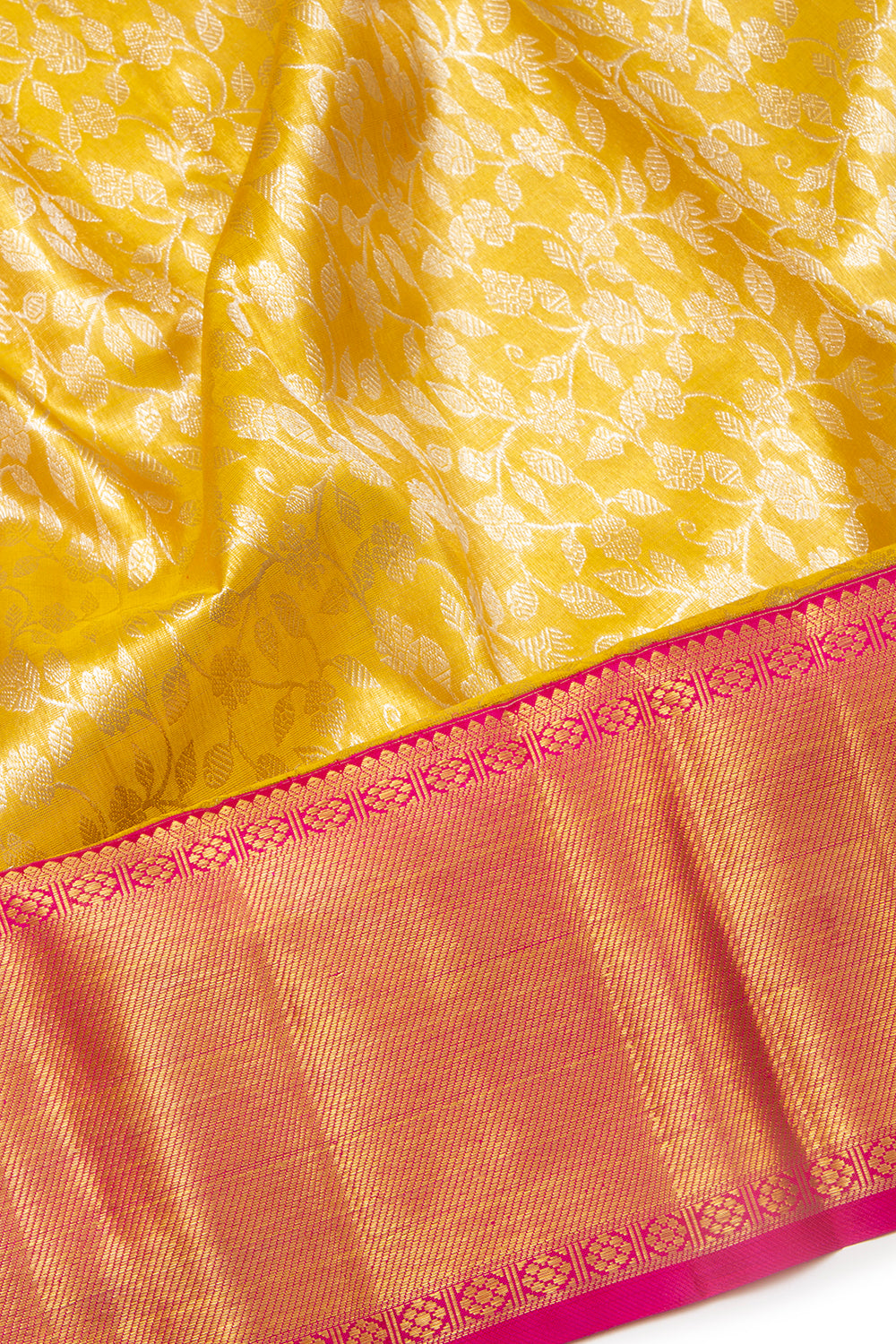Kanchipuram Silk Tissue Jaal Gold Saree