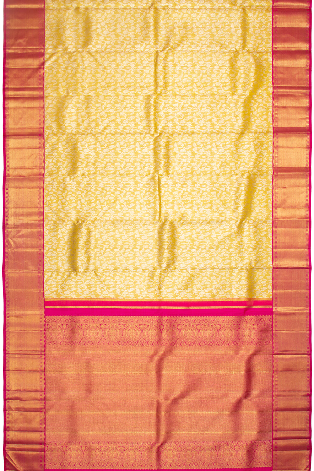 Kanchipuram Silk Tissue Jaal Gold Saree
