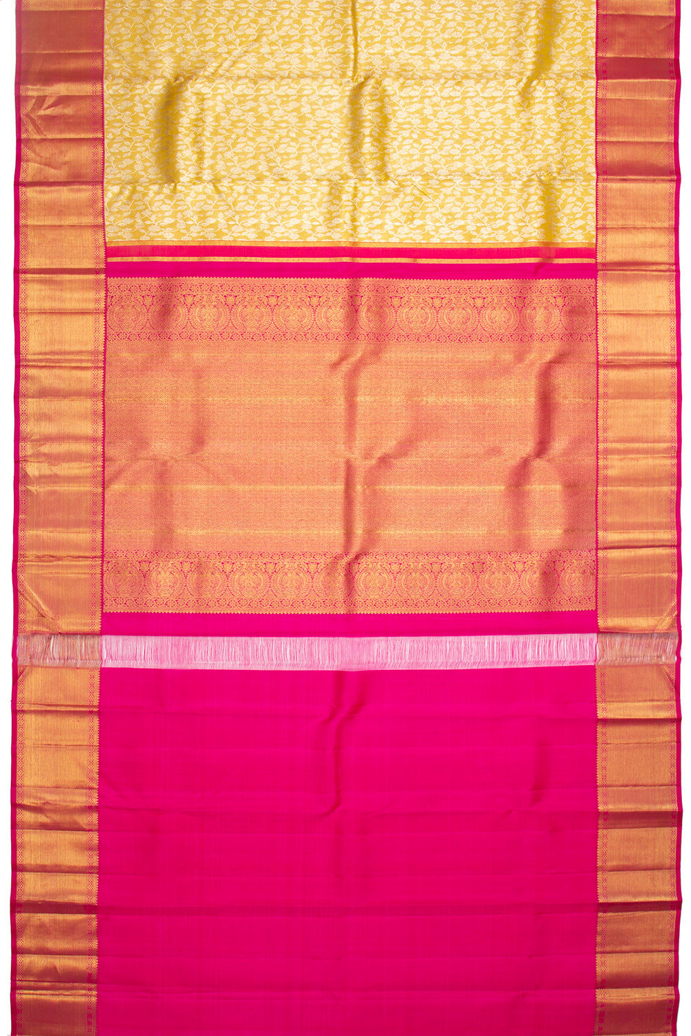 Kanchipuram Silk Tissue Jaal Gold Saree