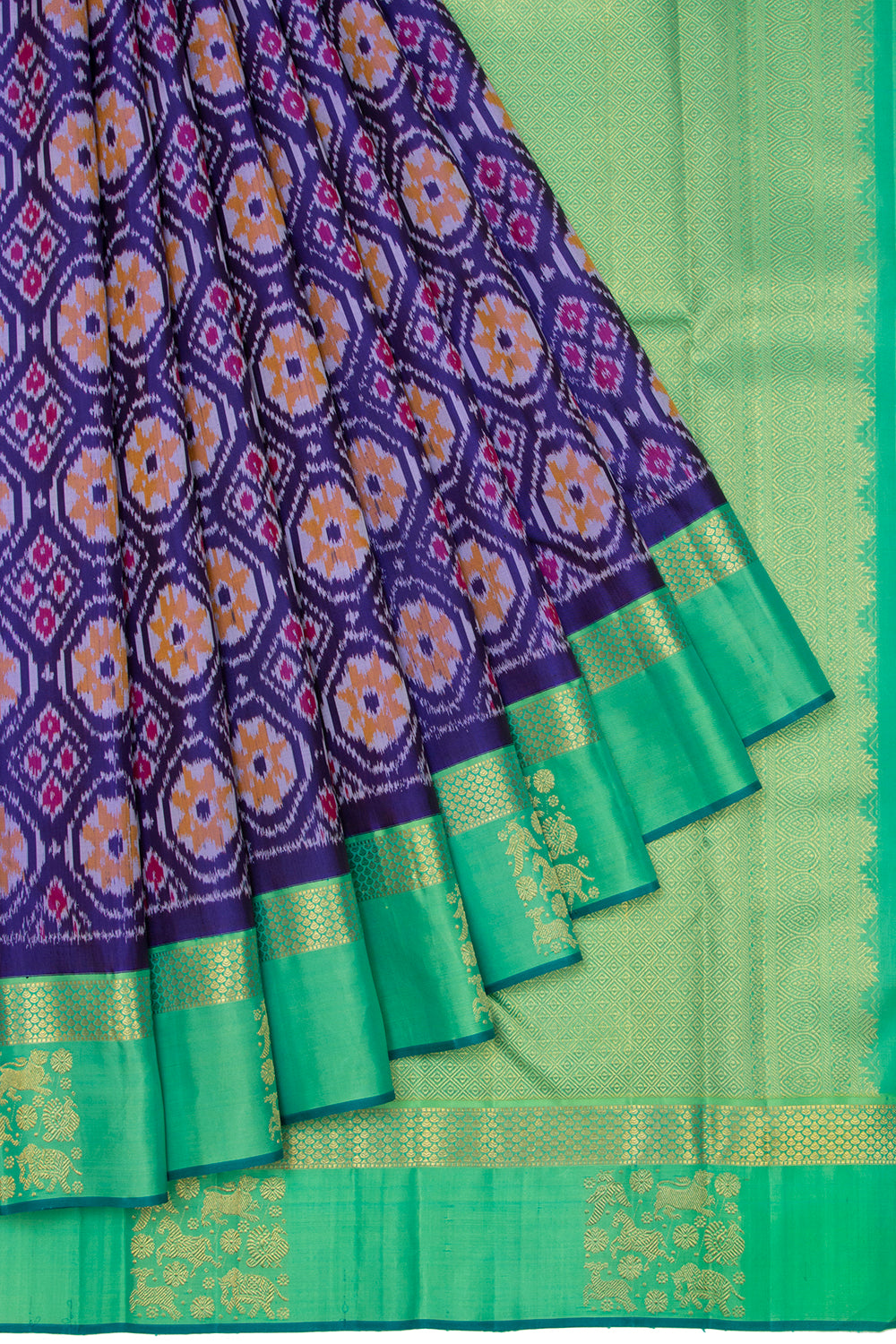 Kanchipuram Silk Ikat Dark Blue Saree