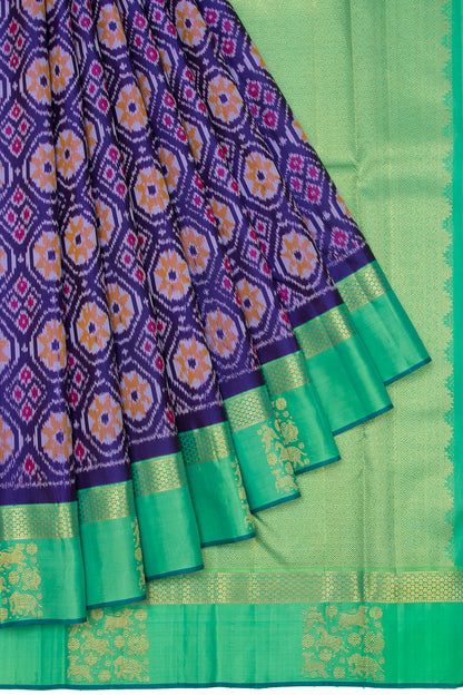 Kanchipuram Silk Ikat Dark Blue Saree